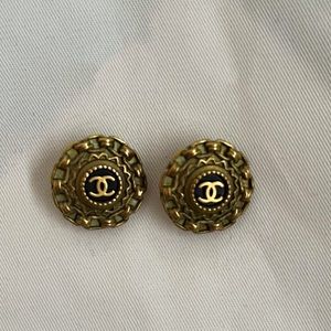 Vintage Chanel Clip On Resin CC Earrings